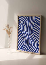 Cuadro geométrico y colorido, Blue and White Striped Nude, kudeko.com
