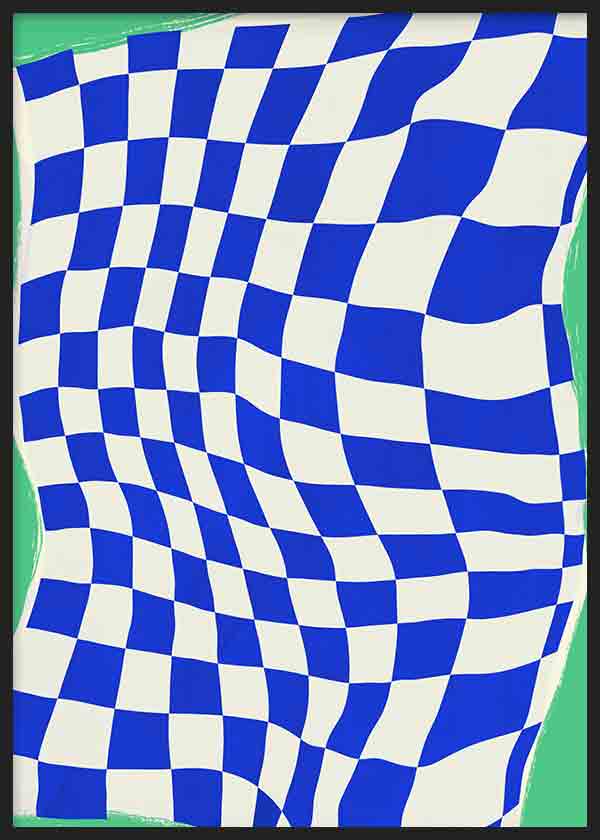 Cuadro geométrico y colorido, Blue Checker Cloth, kudeko.com