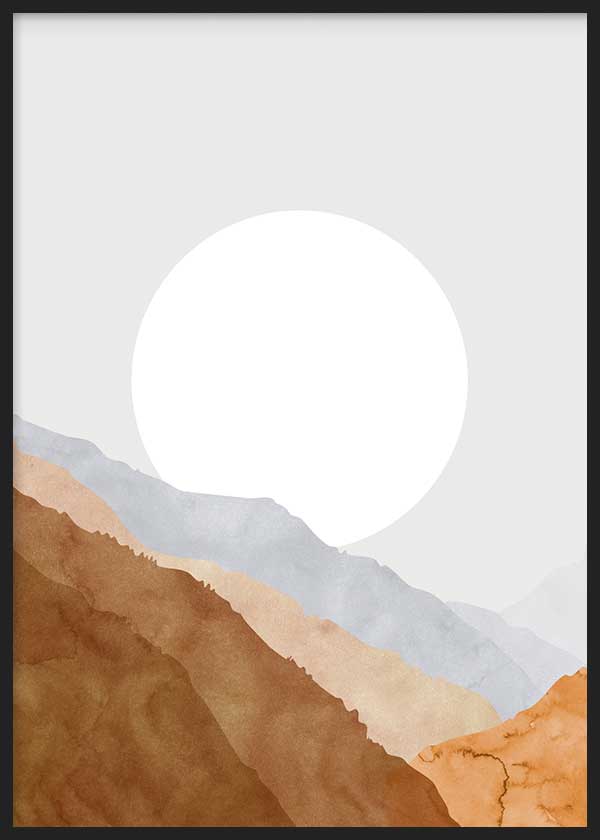 Boho moon and mountains