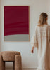 Tableau abstrait avec bande courbe dans des tons terracotta sur fond beige, style décoratif épuré et moderne. Disponible sur kudeko.com