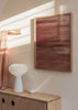 Wandbild abstrakt mit verschwommenen Linien in Terrakotta- und Beigetönen, klarer dekorativer und warmer Stil. Erhältlich auf kudeko.com