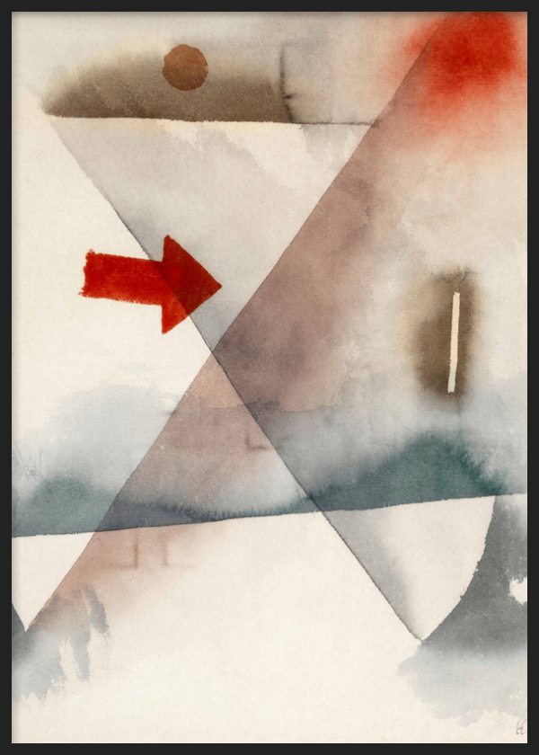 Cuadro decorativo con marco de estilo minimalista y abstracto, composición abstracta geométrica en acuarela, modelo Chimes