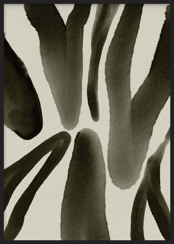 Cuadro decorativo con marco de estilo minimalista y blanco_y_negro, estampado animal abstracto en tonos oliva, modelo Animal Print Oliva