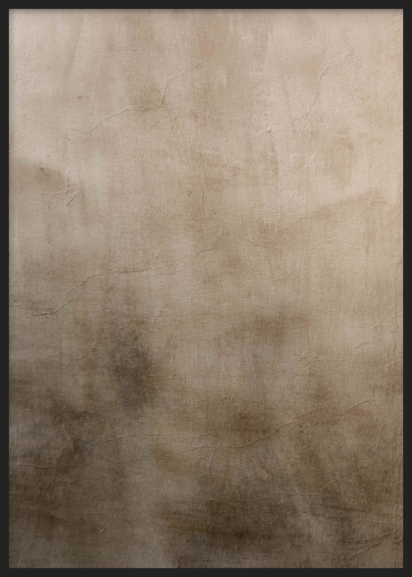 Dekoratives Wandbild mit Rahmen im minimalistischen und organischen Stil, abstrakte Textur in Erdtönen, Modell Aged Wall Texture. Erhältlich auf kudeko.com