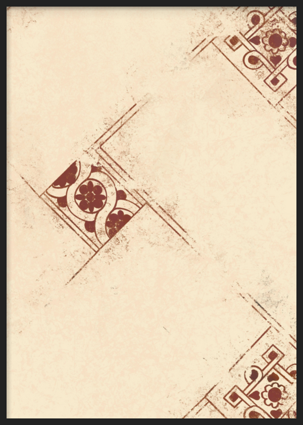 Cuadro decorativo con marco de estilo minimalista y orgánico, patrón de azulejos mudéjar en tonos tierra, modelo Azulejos Mudéjar