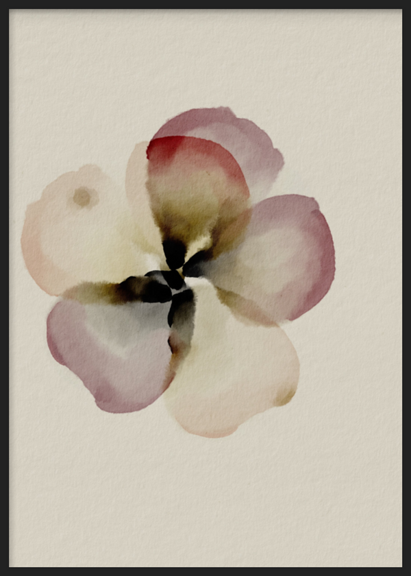 Cuadro decorativo con marco de estilo minimalista y sereno, flor de almendra en acuarela suave, modelo Flor de Almendra