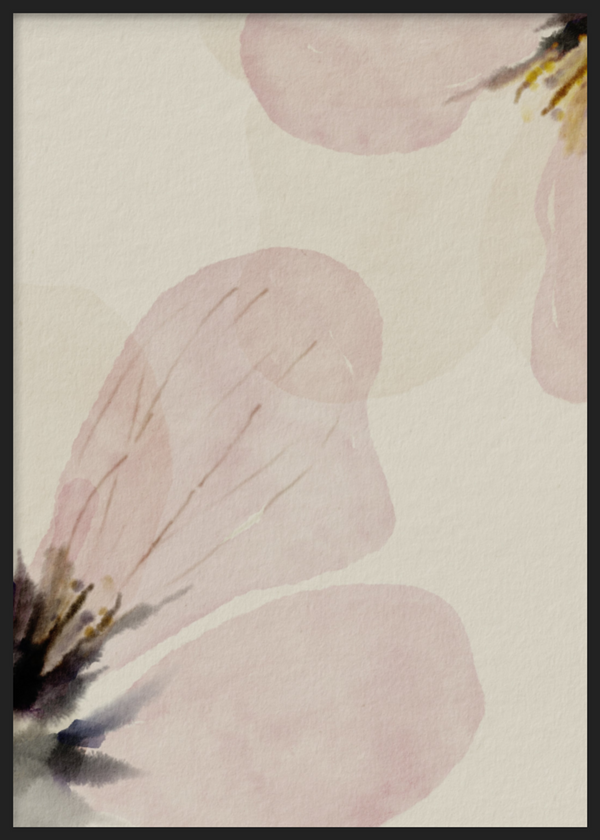 Cuadro decorativo con marco de estilo minimalista y sereno, flor en acuarela de tonos suaves, modelo Flor de Amanecer