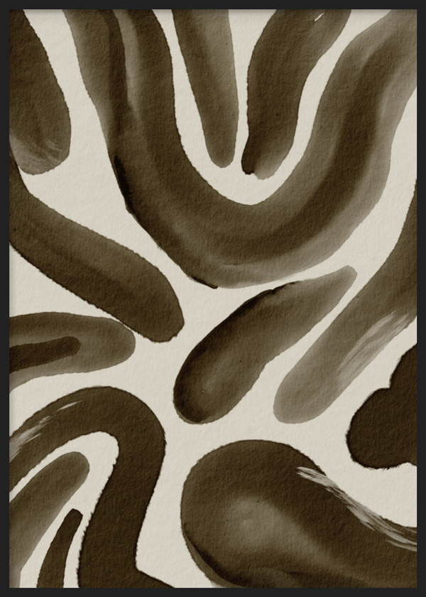 Cuadro decorativo con marco de estilo orgánico y abstracto, estampado animal abstracto en tonos cacao, modelo Animal Print Cacao