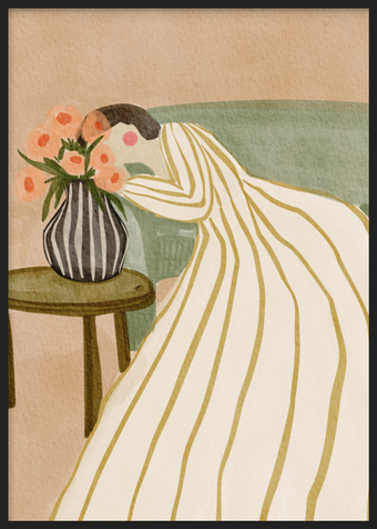 Woman Admiring Flowers