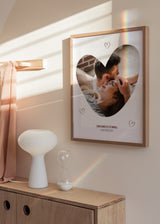 Wandbild personalisierbar mit Foto in Herzform und anpassbarem Datum, ideal für Paare und Freundschaften. Erhältlich auf kudeko.com