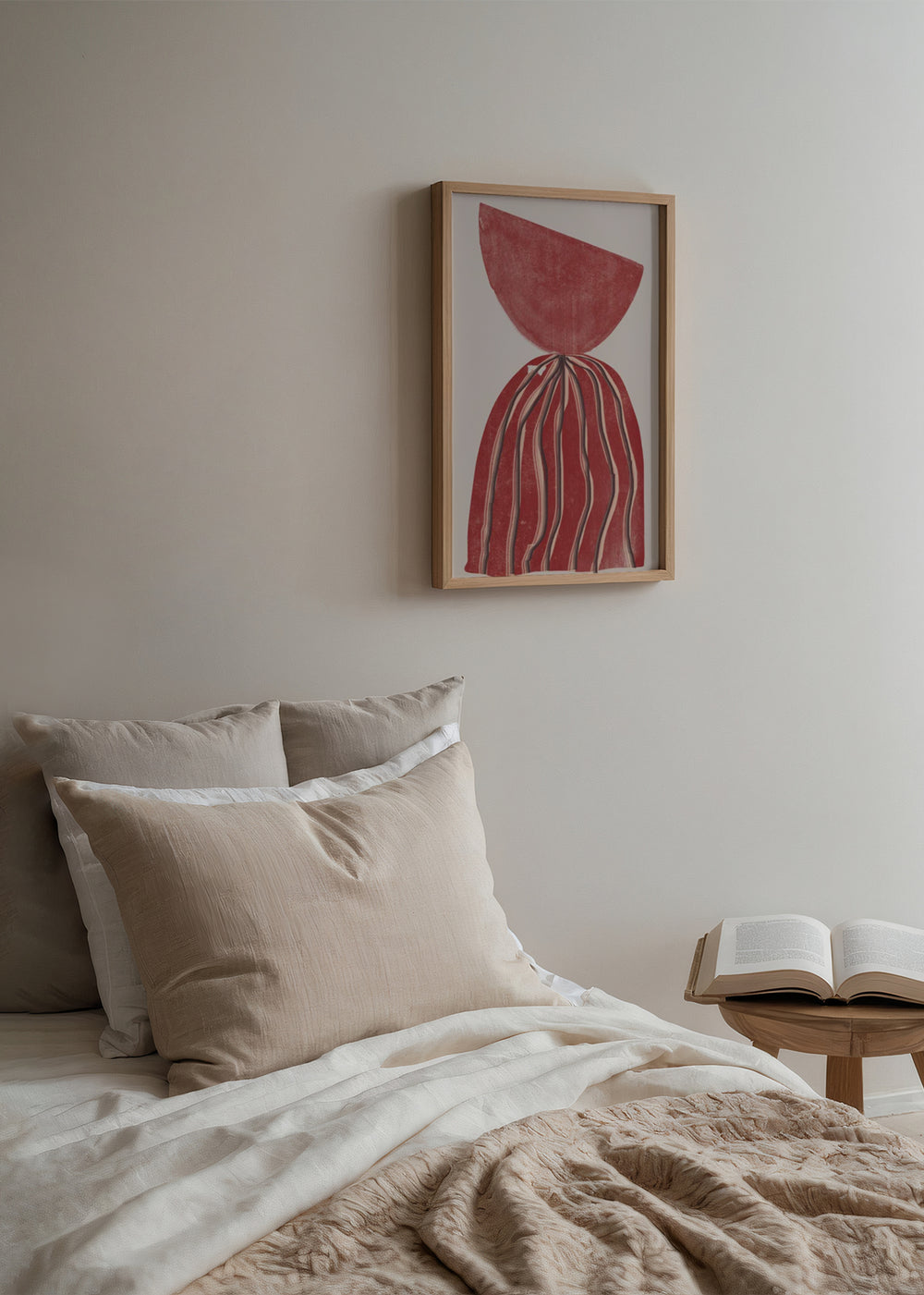 Wandbild mit abstraktem geometrischem Motiv in Terrakotta-, Beige- und Brauntönen, kudeko.com. Erhältlich auf kudeko.com