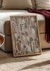 Wandbild mit abstrakter Komposition aus länglichen Ovalen und organischen Formen in Beige, Weiß, Taupe und sanftem Grau, im modernen klaren Stil. Erhältlich auf kudeko.com