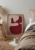 Quadro abstrato com formas orgânicas em tons de bordô e bege, estilo decorativo simples e contemporâneo. Disponível em kudeko.com