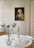 Cuadro decorativo de estilo minimalista y blanco_y_negro colocado en cocina, retrato clásico intervenido con huevo frito, modelo English Breakfast No.1