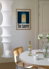 Cuadro decorativo de estilo minimalista y colorido colocado en salón, Ilustración arquitectónica del Louvre en París, modelo The Louvre