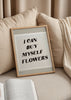 Cuadro decorativo de estilo minimalista y nórdico colocado en dormitorio, Lámina tipográfica motivacional con texto floral, modelo Trend Flowers Quote