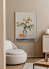 Quadro quadrado fotográfico de um ramo com laranjas frescas em um vaso disponível em kudeko.com
