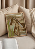 Cuadro decorativo de estilo minimalista y orgánico colocado en salón, caballo salvaje en paisaje desértico, modelo Wild Desert Horse