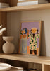 Cuadro decorativo de estilo orgánico y abstracto colocado en salón, ilustración artística del sol y la luna, modelo Sun a Moon