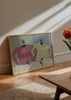 Cuadro decorativo de estilo orgánico y minimalista colocado en salón, dos figuras modernas con prendas estampadas, modelo Opposites