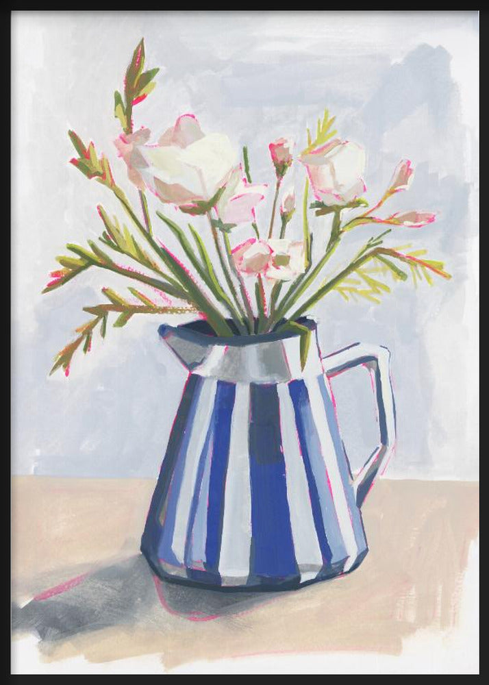 Fresh flowers in a striped vase I