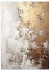Cuadro con composición abstracta en dorado, beige, blanco roto y marrón, con texturas irregulares, contrastes suaves y estética elegante de estilo abstracto. Disponible en kudeko.com