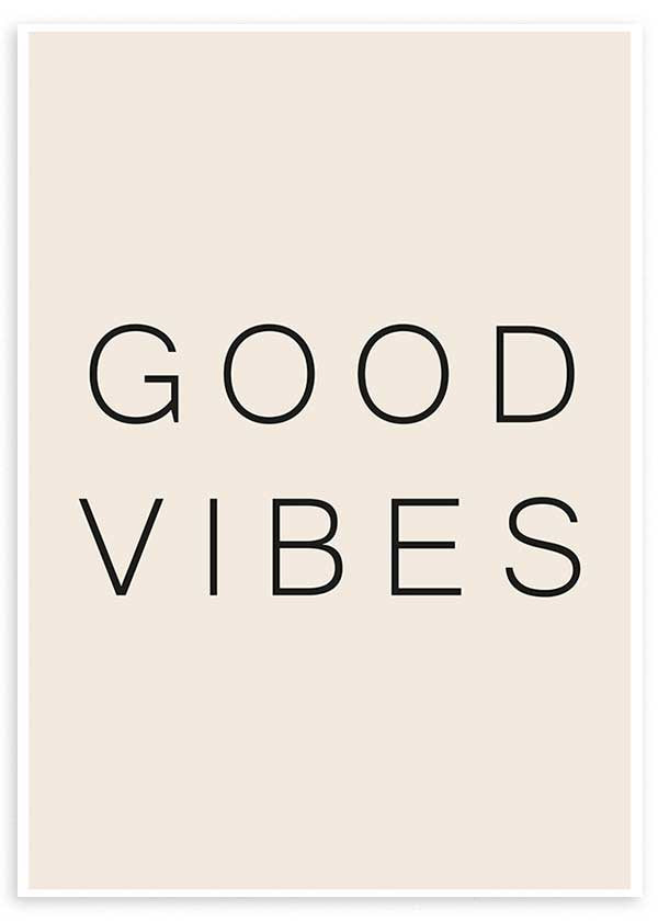 Cuadro con frases Good Vibes fondo beige - kudeko.com