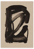 Cuadro abstracto con trazos negros gruesos fondo beige - kudeko.com
