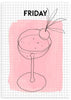 Cuadro de ilustración artística de refresco o cocktail y palabra 