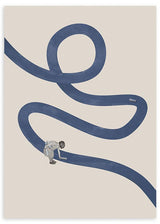 lámina decorativa vintage de collage de niño y rio - kudeko