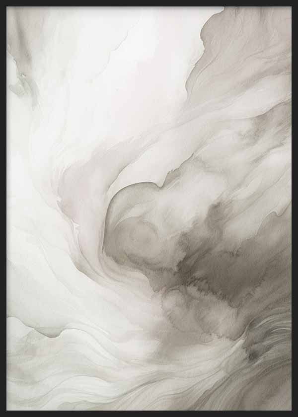 Cuadro con composición abstracta de formas fluidas en beige, gris humo, marfil y arena, con acabado suave y estilo abstracto. Disponible en kudeko.com