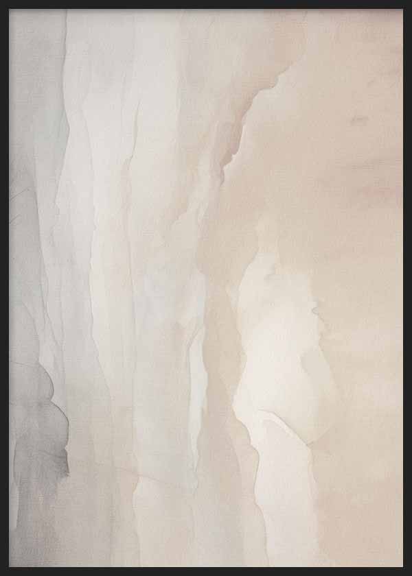 Cuadro con composición abstracta de capas suaves en beige, arena, marfil y gris claro, con formas difusas y estilo abstracto. Disponible en kudeko.com