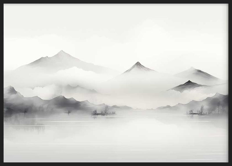 Montañas Watercolor B&N II