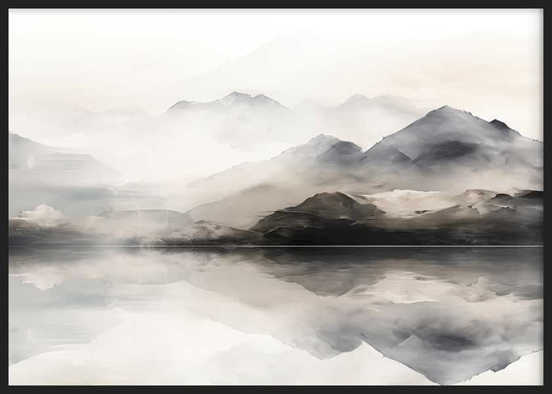 Montañas Watercolor B&N III