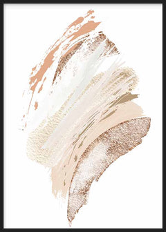 Wandbild mit abstrakter Komposition aus breiten gestischen Formen in Beige, Sand, Off-White und Altrosa auf hellem Hintergrund, im weichen zeitgenössischen Stil. Erhältlich auf kudeko.com