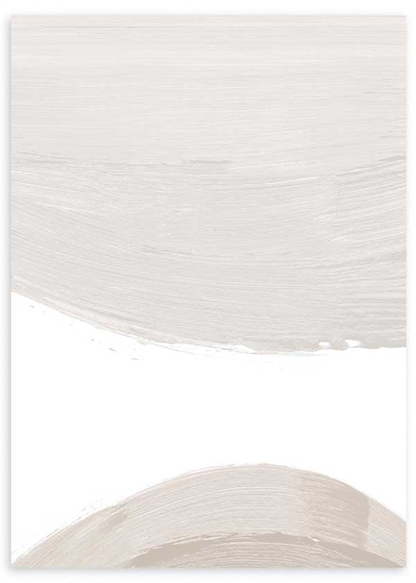 Cuadro con formas curvas abstractas en beige arena y blanco roto, composición limpia de estética minimalista y equilibrio suave para decoración moderna. Disponible en kudeko.com