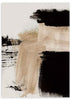 Cuadro abstracto con pinceladas audaces en tonos beige, negro y blanco - kudeko.com
