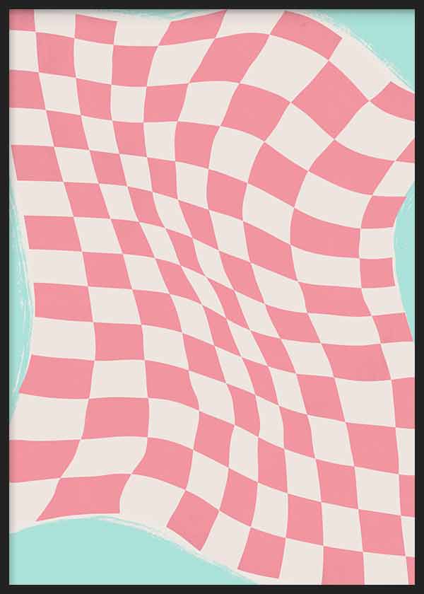 Cuadro geométrico y colorido, Pink Checker Cloth, kudeko.com