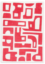 Ilustración colorida y abstracta, Red Abstract Shapes / Lino Print, kudeko.com