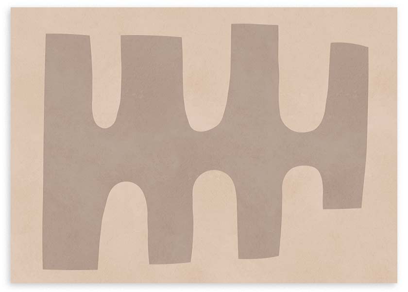 Cuadro horizontal geométrico beige grisáceo sobre fondo crema, kudeko.com
