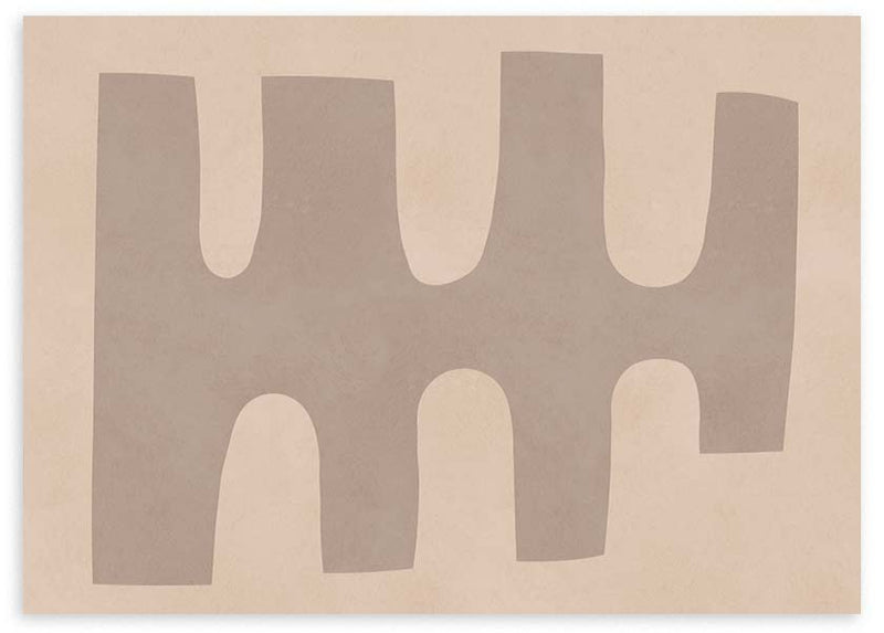 Cuadro horizontal geométrico beige grisáceo sobre fondo crema, kudeko.com
