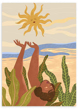 Cuadro ilustración de figura conectando con el sol radiante, tienda kudeko.com