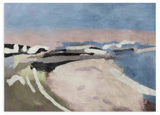 Lámina decorativa sin marco de estilo abstracto y minimalista, paisaje costero abstracto en tonos suaves, modelo Cornish