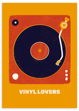 Lámina decorativa sin marco de estilo blanco_y_negro y minimalista, tocadiscos retro para amantes del vinilo, modelo Vinyl lovers