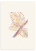 Lámina decorativa sin marco de estilo minimalista y abstracto, composición abstracta en acuarela pastel, modelo Hoja Fragmentada
