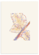 Lámina decorativa sin marco de estilo minimalista y abstracto, composición abstracta en acuarela pastel, modelo Hoja Fragmentada