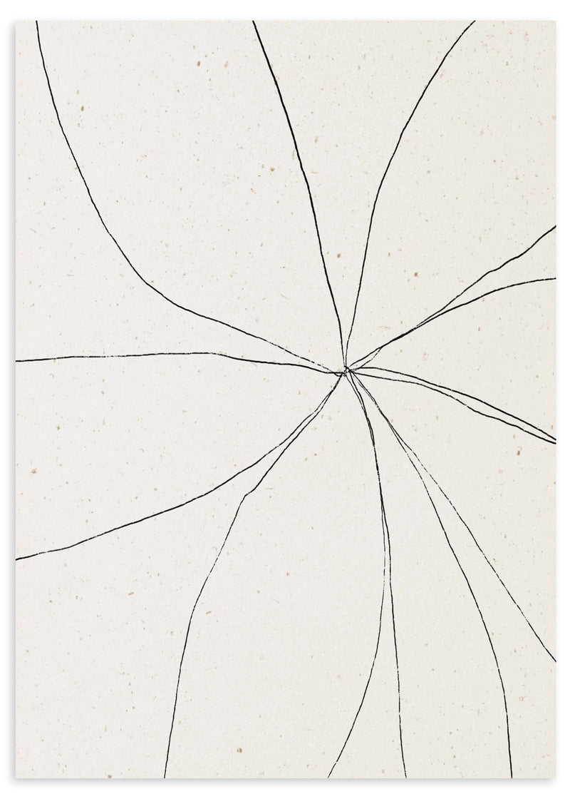 Lámina decorativa sin marco de estilo minimalista y blanco_y_negro, líneas orgánicas abstractas en blanco y negro, modelo Cracked Symmetry