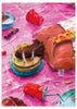 Lámina decorativa sin marco de estilo minimalista y ilustración, escena surrealista de resaca de cumpleaños, modelo Birthday Indulgence Nap
