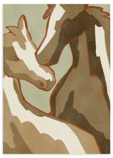 Lámina decorativa sin marco de estilo minimalista y orgánico, ilustración serena de caballos en tonos tierra, modelo Horse Love