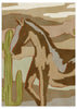 Lámina decorativa sin marco de estilo minimalista y orgánico, caballo del desierto con cactus, modelo Wild Desert Horse
